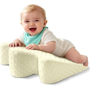 EKEPE 2026 Upgraded Nursing Reflux Prop with Leather Cover for Baby Gas, Colic Relief & Burp, Memory Foam Tummy Time Prop for Infant 0-12 Months Feeding, Neck, Shoulder and Body Support - Grey in Saudi Arabia