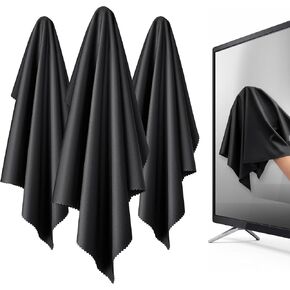 XL Premium Screen Cleaning Cloth 16"X16" 3 Pack Microfiber TV Screen Cleaner Cloth for OLED LED TVs, Computer Monitors, Laptops, Tablets & Car Displays, Lint-Free Streak-Free, Black in Kuwait