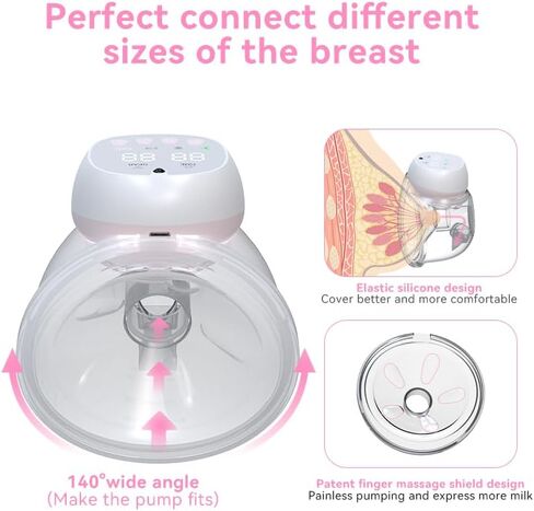 BelloMama Wearable Electric Breast Pump, Quiet, Hands-Free Portable, 3 Modes 12 Levels, Leak-Proof Anti-Backflow, 8oz Milk Collector, 1200mAh Battery, Pain-Free for Breastfeeding Moms, 2 Pack in Kuwait