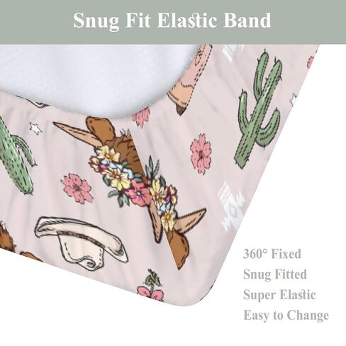 Pink Highland Cows Baby Changing Pad Covers for Girls Western Cowgirl Boots Hats Yak Cactus Floral Fitted Changing Table Mats Wild West Country Soft Nursery Diaper Change Table Sheets 32''×16'' in Kuwait