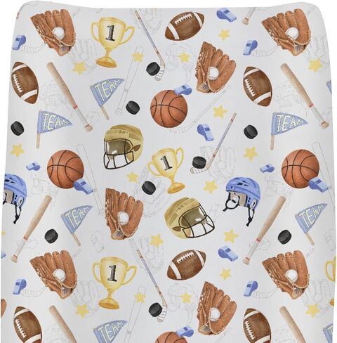 Blue Baseball Baby Changing Pad Covers for Boy Girl Spring Baseball Sport Fitted Change Table Pad Covers Mats American Sports Stars Soft Diaper Changing Table Sheets for 32''×16'' Contoured Pad in Kuwait