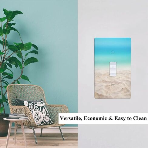 Summer Beach Ocean 1-Gang Single Toggle Wall Plate, Sand Sky Blue Seaside Light Switch Cover Plates 4.5"x 2.76" for Bedroom Bathroom Living Room in Kuwait