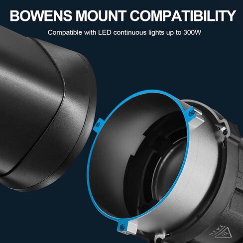 WELLMAKING S-80LED Bowens Mount Optical Snoot with 38°Lens for LED Lights | 90% brighter output with 38° adjustable focus lens. Creates sharp, crisp lighting effects for photography and studio video in Kuwait