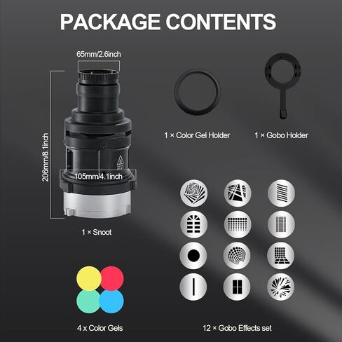 WELLMAKING S-80LED Bowens Mount Optical Snoot with 38°Lens for LED Lights | 90% brighter output with 38° adjustable focus lens. Creates sharp, crisp lighting effects for photography and studio video in Kuwait