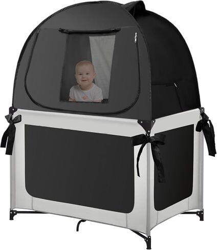 L RUNNZER Pack N Play Blackout Cover, Portable Travel Essential Pack N Play Cover, Dark Pack and Play Blackout Cover for Baby Sleeping, Block 90% + Light in Kuwait