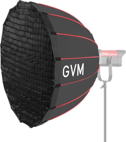 GVM 90cm (36") Parabolic Softbox, Quick-Setup with Honeycomb Grid, Compatible with 200B, 300B, 500B, 650B & Most Bowens Mount LED Lights for Portrait Photography, Video Production & Filmmaking in Kuwait