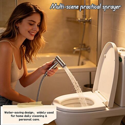 Stainless Steel Handheld Bidet Sprayer for Toilet, Adjustable Water Pressure – Cloth Diaper Sprayer, Bathroom & Kitchen Cleaner, Postpartum Care, 304 Rustproof, Ergonomic Thumb Control in Kuwait
