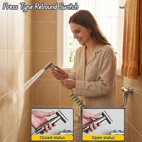 Stainless Steel Handheld Bidet Sprayer for Toilet, Adjustable Water Pressure – Cloth Diaper Sprayer, Bathroom & Kitchen Cleaner, Postpartum Care, 304 Rustproof, Ergonomic Thumb Control in Kuwait