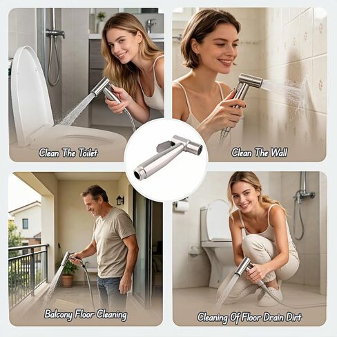 Stainless Steel Handheld Bidet Sprayer for Toilet, Adjustable Water Pressure – Cloth Diaper Sprayer, Bathroom & Kitchen Cleaner, Postpartum Care, 304 Rustproof, Ergonomic Thumb Control in Kuwait