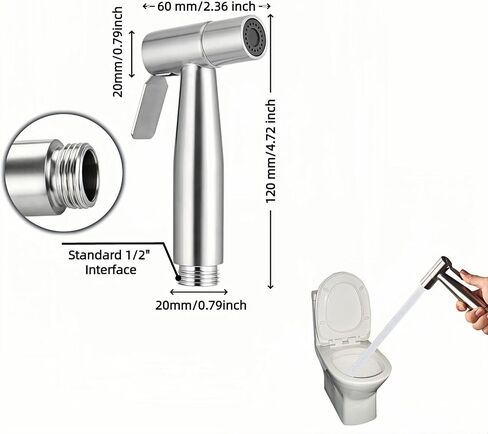 Stainless Steel Handheld Bidet Sprayer for Toilet, Adjustable Water Pressure – Cloth Diaper Sprayer, Bathroom & Kitchen Cleaner, Postpartum Care, 304 Rustproof, Ergonomic Thumb Control in Kuwait