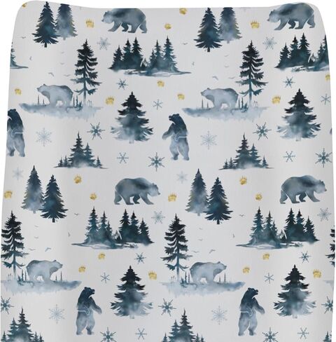 Watercolor Bear Rainbow Blue Changing Pad Covers for Baby Boys Cute Bears Moon Stars Clouds Fitted Change Table Covers Mats Animal Soft Diaper Changing Table Sheets for 32''×16'' Contoured Pad in Kuwait