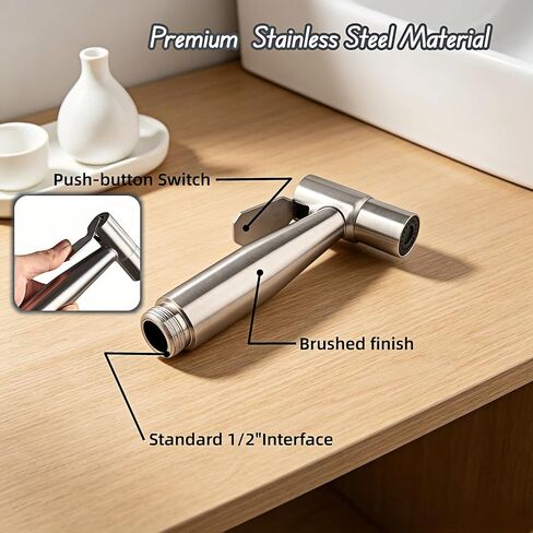 Stainless Steel Handheld Bidet Sprayer for Toilet, Adjustable Water Pressure – Cloth Diaper Sprayer, Bathroom & Kitchen Cleaner, Postpartum Care, 304 Rustproof, Ergonomic Thumb Control in Kuwait