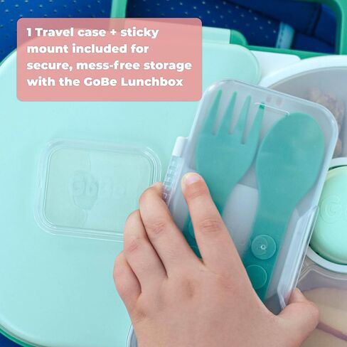 GoBe Kids Fork & Spoon Set with Attachable Lunchbox Mount and Case, 4 Forks 4 Spoons, Stackable Reusable Kids Utensils for School, BPA Free, Daycare, Toddler, Travel, Dishwasher Safe in Kuwait