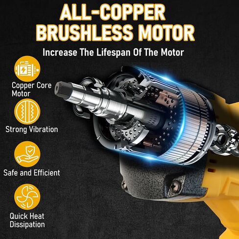 Handheld Concrete Vibrating Tool Compatible with Dewalt 20V Battery(No Battery), 800W Power Concrete Vibrator with 3.6FT Shaft, Portable Cement Vibrator for Remove Air Bubble in Kuwait