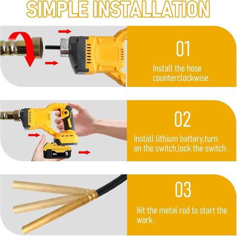 Handheld Concrete Vibrating Tool Compatible with Dewalt 20V Battery(No Battery), 800W Power Concrete Vibrator with 3.6FT Shaft, Portable Cement Vibrator for Remove Air Bubble in Kuwait