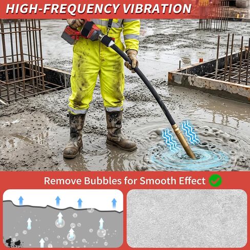 Cordless Concrete Vibrating Tool Compatible with Milwaukee 18V Battery (No Battery), 800W Power Concrete Vibrator with 3.8FT Shaft Rod, 6000RPM Portable Electric Concrete Vibrator Remove Air Bubble in Kuwait