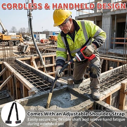 Cordless Concrete Vibrating Tool Compatible with Milwaukee 18V Battery (No Battery), 800W Power Concrete Vibrator with 3.8FT Shaft Rod, 6000RPM Portable Electric Concrete Vibrator Remove Air Bubble in Kuwait