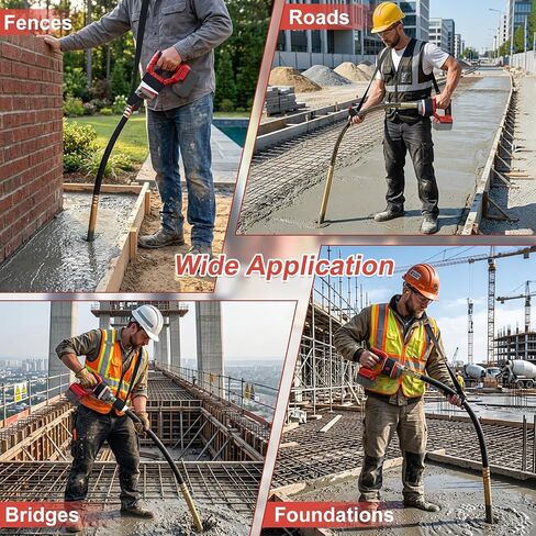 Cordless Concrete Vibrating Tool Compatible with Milwaukee 18V Battery (No Battery), 800W Power Concrete Vibrator with 3.8FT Shaft Rod, 6000RPM Portable Electric Concrete Vibrator Remove Air Bubble in Kuwait