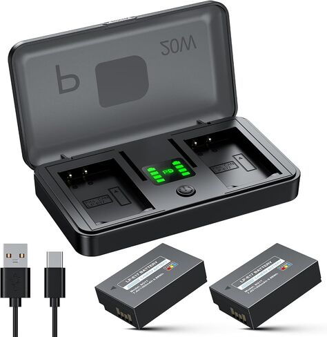 LP-E17 Battery 1350mAh (2-Pack) with PD 20W USB Fast Charger & LED Display, Set for Canon R50 R100 RP R10 R8, Rebel T8i T7i T6i T6s SL2 SL3, M3 M5 M6 II, 77D 200D 750D 760D 800D 8000D in Kuwait