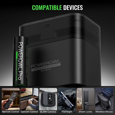 POWEROWL Rechargeable Lithium AA Batteries 8 Pack with Charger, 1.5V 3600mWh Double A Battery with Li-ion/NiMH Charger Storage Box for Camera, Game Controller in Kuwait