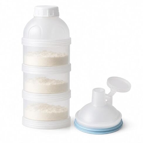Juju Travel Formula Dispenser with Silicone Seal - 3 Stackable BPA-Free Chambers and Wide Funnel Spout in Kuwait