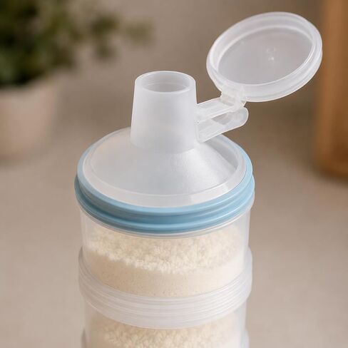 Juju Travel Formula Dispenser with Silicone Seal - 3 Stackable BPA-Free Chambers and Wide Funnel Spout in Kuwait
