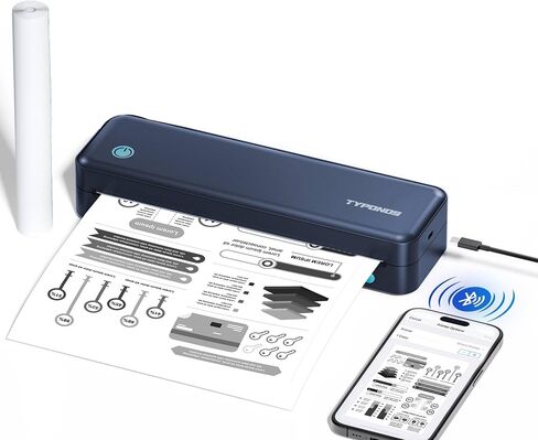 Portable Printers, D820 Wireless Bluetooth Printers Support 2" to 8.5" Width Thermal Paper & 8.5"x11" US Letter Size, Receipt Printers for Home Use Suitable for Phone & PC (Black) 1pack in Saudi Arabia