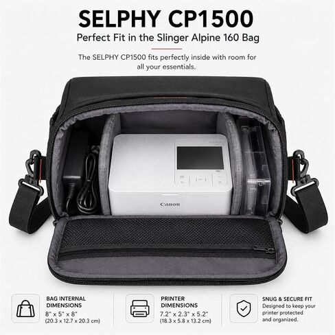 Canon SELPHY CP1500 Wireless Printer with KP-108IN Ink, Paper & Bag (White) | Complete Photo Printing Bundle with, Shoulder, Power Adapter, Cassette and AC Cable in Kuwait