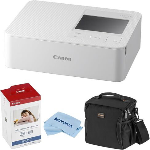 Canon SELPHY CP1500 Wireless Printer with KP-108IN Ink, Paper & Bag (White) | Complete Photo Printing Bundle with, Shoulder, Power Adapter, Cassette and AC Cable in Kuwait