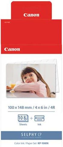Canon SELPHY CP1500 Wireless Printer with KP-108IN Ink, Paper & Bag (Black) | Complete Photo Printing Bundle with, Shoulder, Power Adapter, Cassette and AC Cable in Kuwait