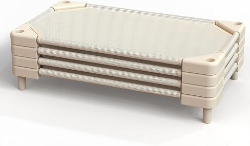 Daycare Cots,Stackable Preschool Cot for Kids (4 Packs,Light Beige,40"x23") in Kuwait