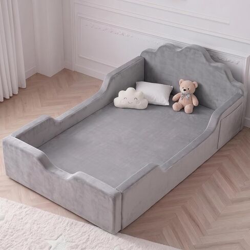 oaskys Toddler Floor Bed, No Assembly Needed Toddler Bed for Ages 3-8, Super Soft Frameless Foam Design with Removable Machine Washable Cover, Low to Ground Camas para Niños Bed in Kuwait