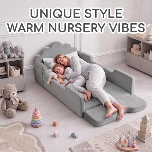 oaskys Toddler Floor Bed, No Assembly Needed Toddler Bed for Ages 3-8, Super Soft Frameless Foam Design with Removable Machine Washable Cover, Low to Ground Camas para Niños Bed in Kuwait