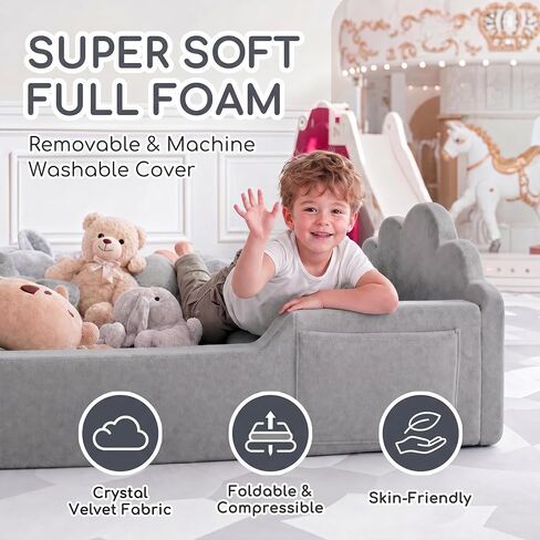oaskys Toddler Floor Bed, No Assembly Needed Toddler Bed for Ages 3-8, Super Soft Frameless Foam Design with Removable Machine Washable Cover, Low to Ground Camas para Niños Bed in Kuwait