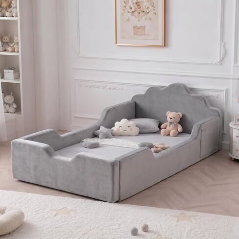 oaskys Toddler Floor Bed, No Assembly Needed Toddler Bed for Ages 3-8, Super Soft Frameless Foam Design with Removable Machine Washable Cover, Low to Ground Camas para Niños Bed in Kuwait