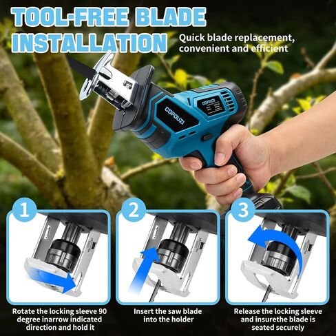 21V Cordless Reciprocating Saw, Electric Saw with 2 x 4.0Ah Battery and Charger, Recip Saw with 10 Saw Blades & LED Light, Power Reciprocating Saws for PVC Wood, Metal Cutting DIY in Kuwait