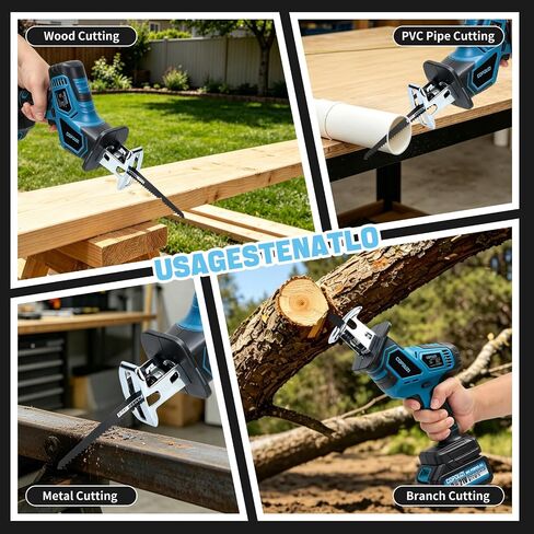 21V Cordless Reciprocating Saw, Electric Saw with 2 x 4.0Ah Battery and Charger, Recip Saw with 10 Saw Blades & LED Light, Power Reciprocating Saws for PVC Wood, Metal Cutting DIY in Kuwait