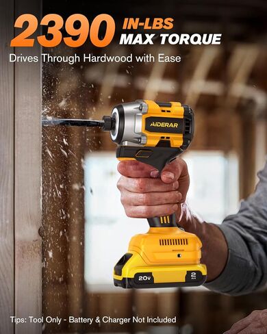 20V Cordless Impact Driver (Bare Tool) Compatible with DeWalt Battery, 2390 IN-LBS Max Torque, 3300 RPM, 1/4" Hex Brushless Impact Driver, 4-Speed Forward/Reverse Control, LED Light, S2 Steel Bits Set in Kuwait