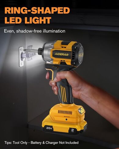 20V Cordless Impact Driver (Bare Tool) Compatible with DeWalt Battery, 2390 IN-LBS Max Torque, 3300 RPM, 1/4" Hex Brushless Impact Driver, 4-Speed Forward/Reverse Control, LED Light, S2 Steel Bits Set in Kuwait