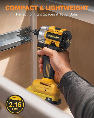 20V Cordless Impact Driver (Bare Tool) Compatible with DeWalt Battery, 2390 IN-LBS Max Torque, 3300 RPM, 1/4" Hex Brushless Impact Driver, 4-Speed Forward/Reverse Control, LED Light, S2 Steel Bits Set in Kuwait