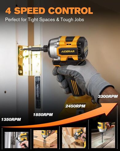 20V Cordless Impact Driver (Bare Tool) Compatible with DeWalt Battery, 2390 IN-LBS Max Torque, 3300 RPM, 1/4" Hex Brushless Impact Driver, 4-Speed Forward/Reverse Control, LED Light, S2 Steel Bits Set in Kuwait