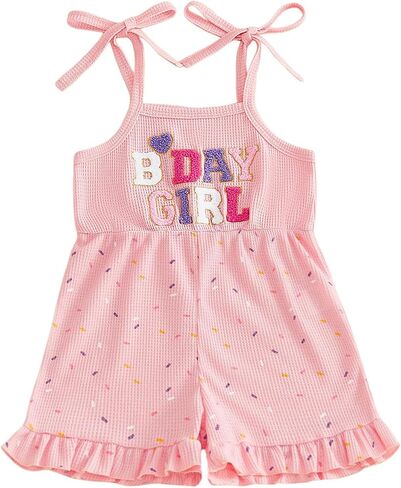 Socutebabe First 2nd 3rd 4th 5th Birthday Outfit Girl B Day Jumpsuit Toddler Halter Romper Bell Bottoms Outfits For Girls in Kuwait
