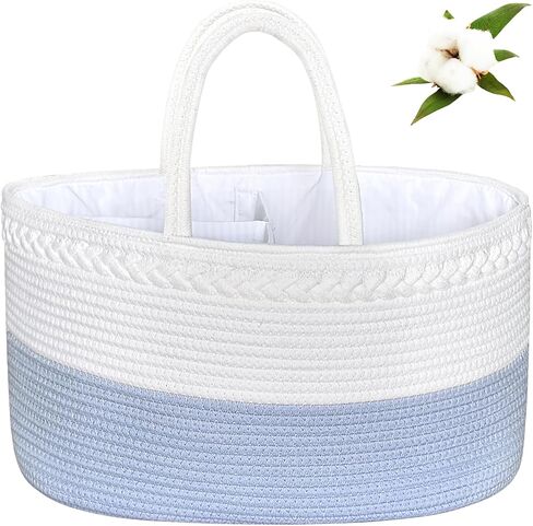 ABenkle X-Large Diaper Caddy Organizer - Cotton Rope Nursery Storage Basket for Baby Essentials, Boys & Girls Shower Gift, Changing Table Organizer in Kuwait