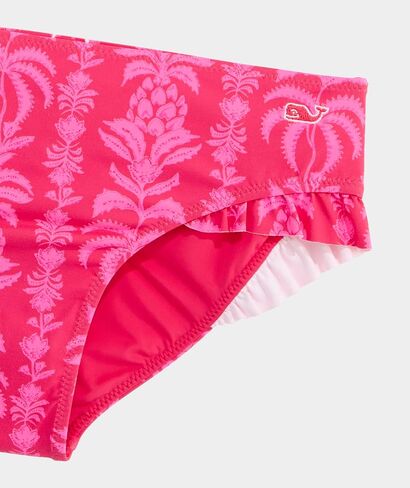 vineyard vines Girls' Ruffle High Neck Bikini, Coral Punch Print, 4T in Kuwait