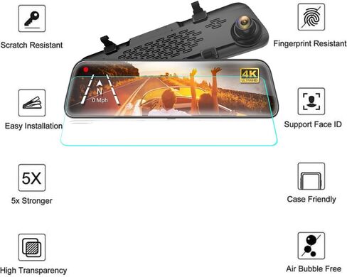 2-Pack for WOLFBOX G840S 12" Mirror Dash Cam Screen Protector | HD Clear Anti-Fingerprint Anti-Scratch TPU Screen Protector Protection Flim Compatible for WOLFBOX G840S 12" Mirror Dash Cam in Kuwait
