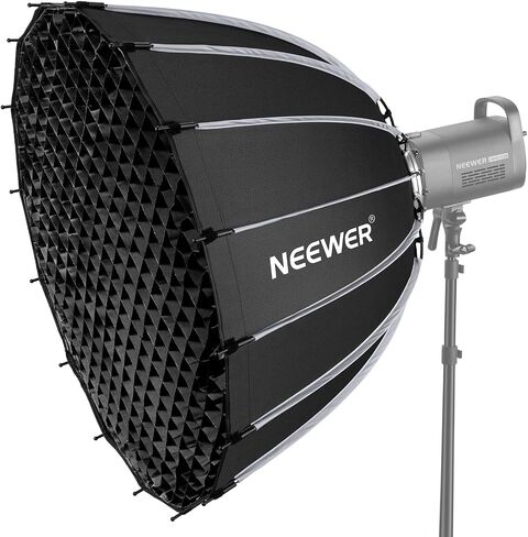 NEEWER 26inch/65cm Parabolic Softbox Quick Set up Quick Folding, with Diffusers/Honeycomb Grid/Bag, Compatible with Aputure 120d Light Dome Godox sl60w NEEWER RGB CB60 and Other Bowens Mount Lights in Kuwait
