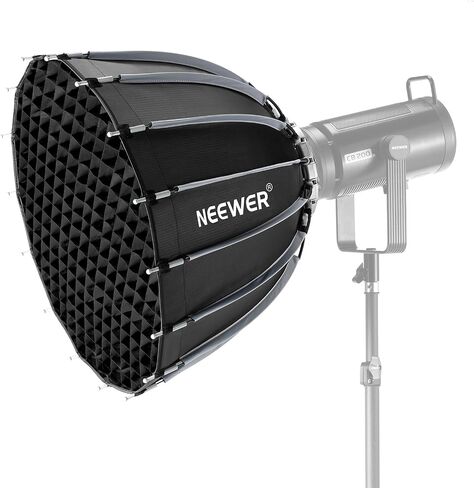 NEEWER 26inch/65cm Parabolic Softbox Quick Set up Quick Folding, with Diffusers/Honeycomb Grid/Bag, Compatible with Aputure 120d Light Dome Godox sl60w NEEWER RGB CB60 and Other Bowens Mount Lights in Kuwait