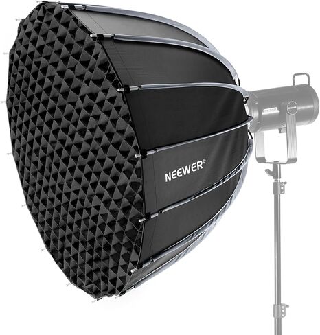NEEWER 26inch/65cm Parabolic Softbox Quick Set up Quick Folding, with Diffusers/Honeycomb Grid/Bag, Compatible with Aputure 120d Light Dome Godox sl60w NEEWER RGB CB60 and Other Bowens Mount Lights in Kuwait