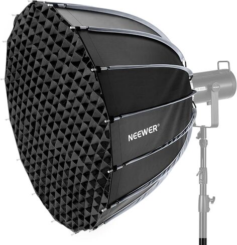 NEEWER 26inch/65cm Parabolic Softbox Quick Set up Quick Folding, with Diffusers/Honeycomb Grid/Bag, Compatible with Aputure 120d Light Dome Godox sl60w NEEWER RGB CB60 and Other Bowens Mount Lights in Kuwait
