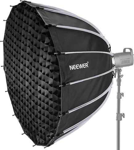 NEEWER 26inch/65cm Parabolic Softbox Quick Set up Quick Folding, with Diffusers/Honeycomb Grid/Bag, Compatible with Aputure 120d Light Dome Godox sl60w NEEWER RGB CB60 and Other Bowens Mount Lights in Kuwait